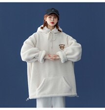 主推羊羔毛外套女加绒克莱因蓝杏色卫衣416B-YM181-P75限88，男装卫衣，星座416B-1