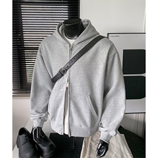 重磅全棉450克双拉链开衫连帽卫衣纯色外套男潮RH6127-P54，女装短外套，星座610B-1