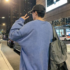 港风潮流ins春季宽松百搭大码圆领套头卫衣23XW99281-特批40，男装卫衣，电商A042
