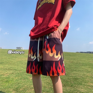 XZ616 夏季新款满印火焰冰丝五分裤休闲沙滩裤 TY882 P25控39图片