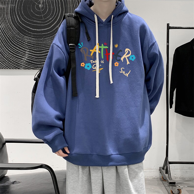 纯棉连帽卫衣男大码运动帽衫宽松薄WY2301-P35加绒款-P40,男装卫衣,电商A040