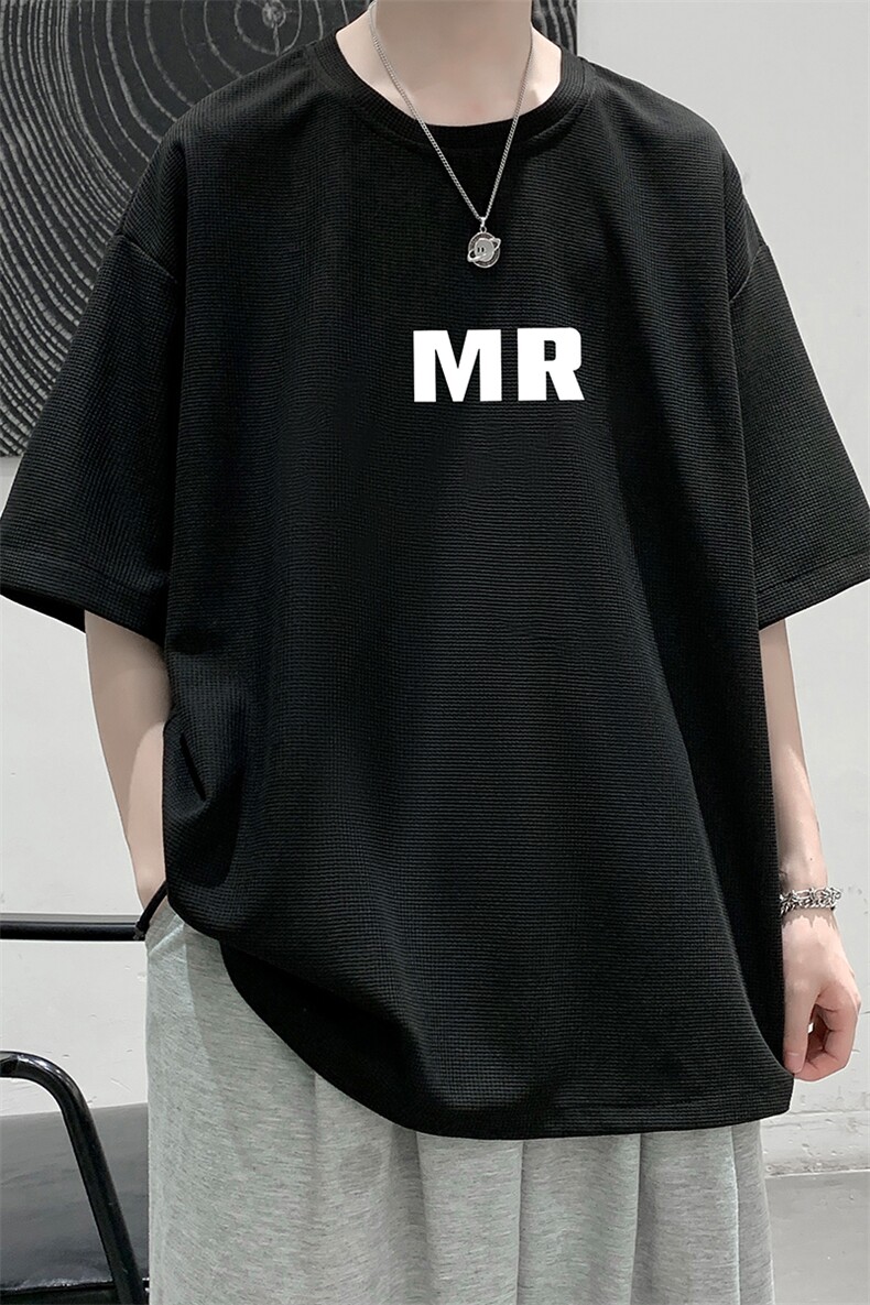 HT73253-P22华夫格t恤男短袖男大码五分袖大皂风,男装T恤,电商A040