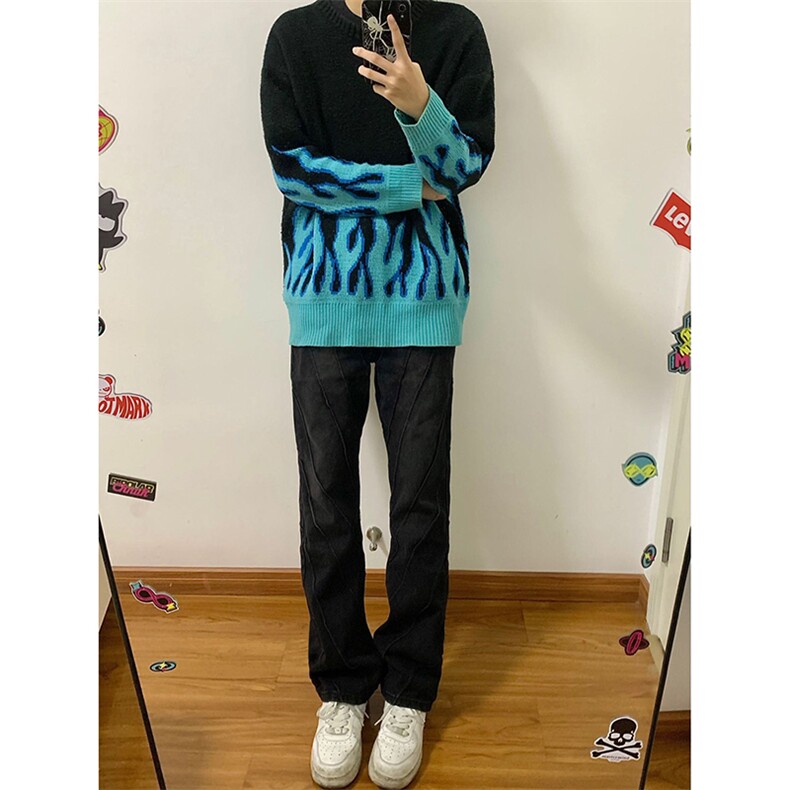 B221美式ins高街暗黑小众个性设计直筒牛仔裤LK23144-P65控88,男装牛仔裤,电商B221
