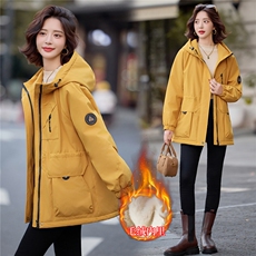 2025年冬季档口现货新款女装休闲加绒派克服外套中长款，女装派克服，靓星雨