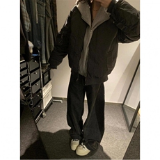 美式复古时尚连帽棉服外套冬季宽松加厚假两件面包服棉衣，男装棉衣，星座506A