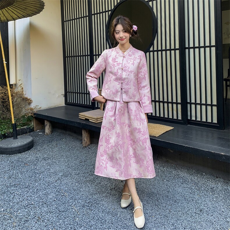 2026年春季两件套四季中式纽扣女长袖女装女士精品套装,女装套装/套裙,凡歌灵