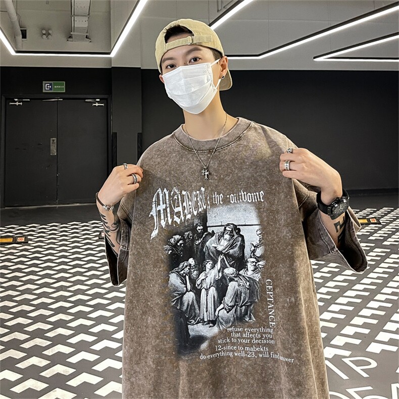 复古水洗短袖TX2333-P40重磅高品质圆领上衣,男装T恤,电商B359
