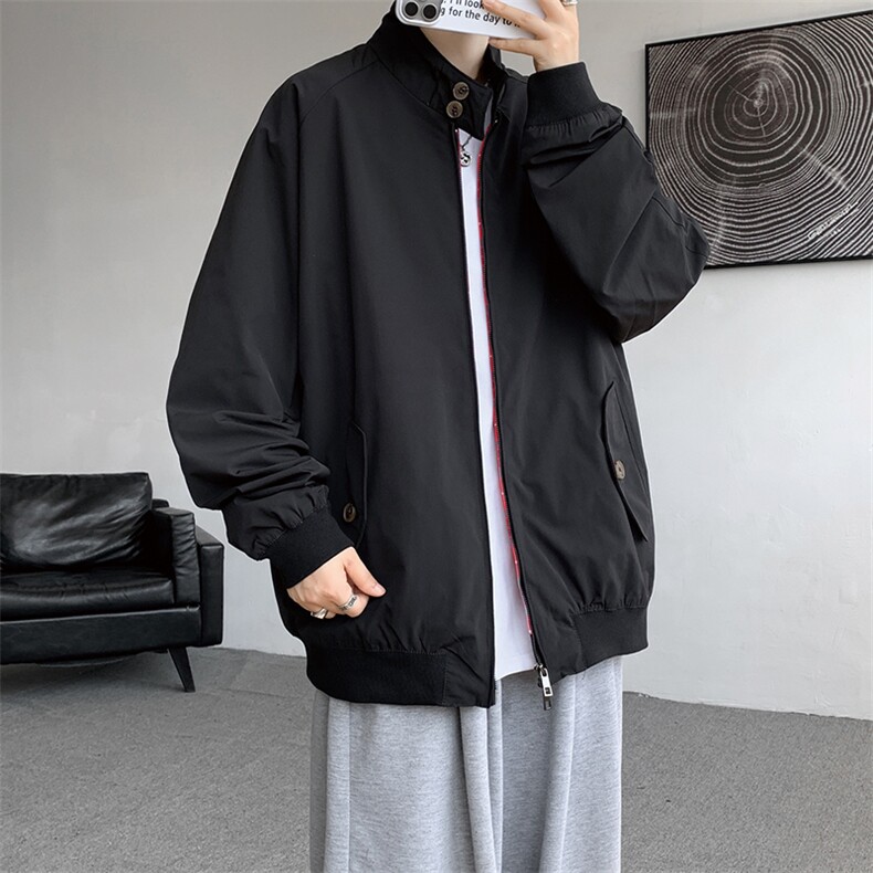 8XL-M美式复古棒球服外套男特大码潮牌双拉链立领夹克衫JK005P85图片