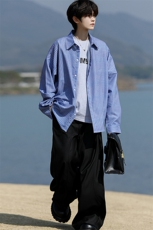 8XL-M长袖衬衫男夏季格子条纹衬衣宽松慵懒风防晒外套CS29005P45，男装衬衫，电商B312