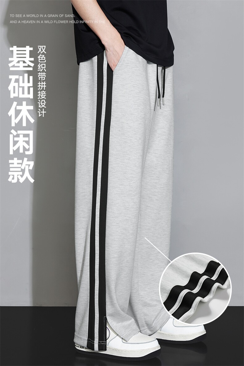 新款运动裤男YOA景潮流百搭男裤宽松长裤开叉休闲裤子CK2324-P55,女装休闲裤,星座717