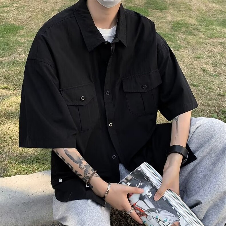 夏季新款衬衫潮流慵懒男方领衬衫S587P40,男装衬衫,星座1116-2