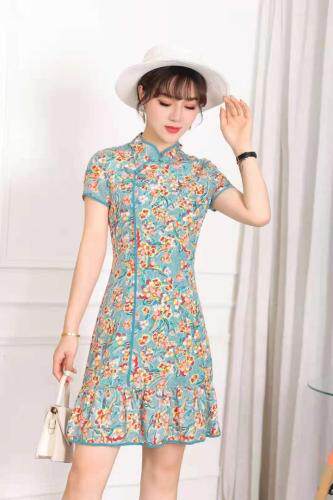 【】唯芬6122款花色旗袍显身材，女装婚纱/旗袍/礼服，唯 芬