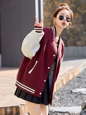 棒球服外套女2025春秋新款小个子超火休闲洋气减龄红色短款厚夹克，商品下架区，韩然一族