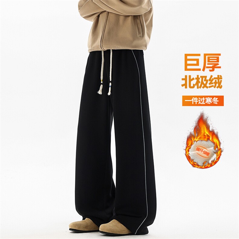 加绒加厚休闲裤冬季新品北极绒潮流百搭长裤男 D52147-TP5598图片