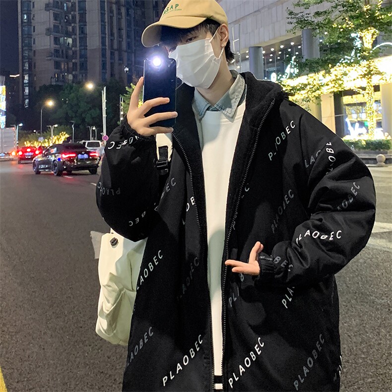 冬季加绒加厚棉服羊羔绒连帽百搭双面穿外套男装MY102P95,男装卫衣,电商A086