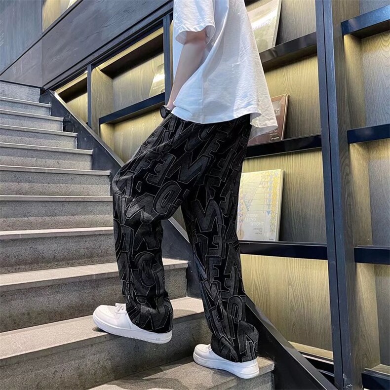 wassuphappy休闲长裤子男春秋季2025新款直筒裤宽松青少年阔腿裤,男装休闲裤,星座1008-1