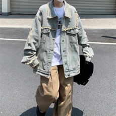 美式牛仔外套男秋潮流宽松复古百搭休闲痞帅工装夹克JK0800-P68，男装夹克，星座308B-1