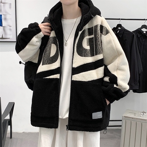 冬款港风加棉加厚百搭棉衣羊羔绒连帽外套男士 8120-P130控价168图片