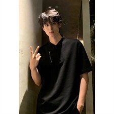 2026夏季新款V领270g华棉大码短袖T恤DT6263特P25建议零售价68，男装T恤，电商A001