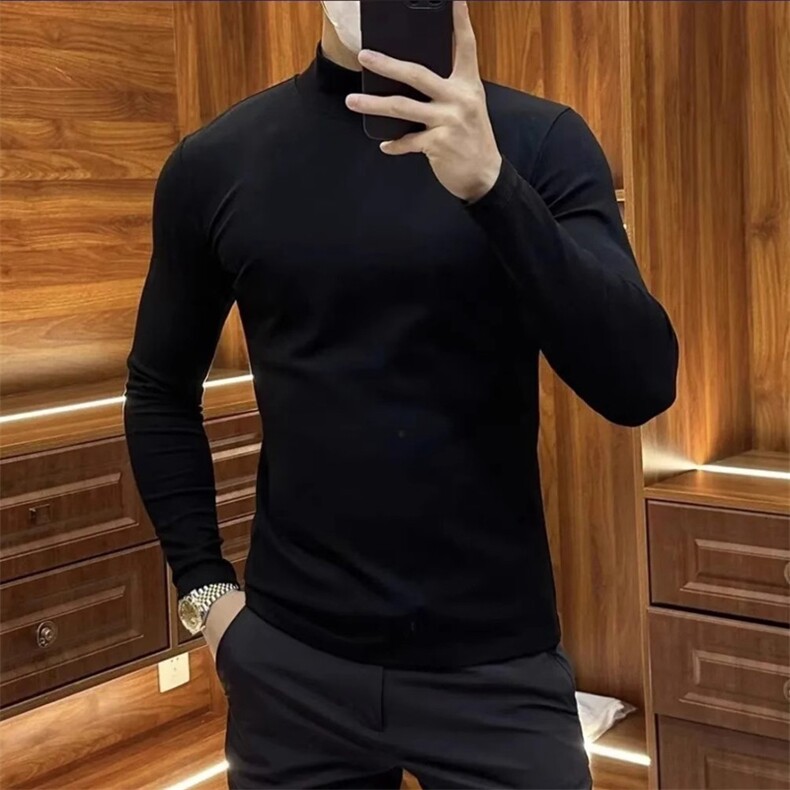 高品质T恤男士秋冬季韩版修身内搭双面德绒半高领打底衫A888-P38，男装T恤，电商A227B（原钱塘4066-1）