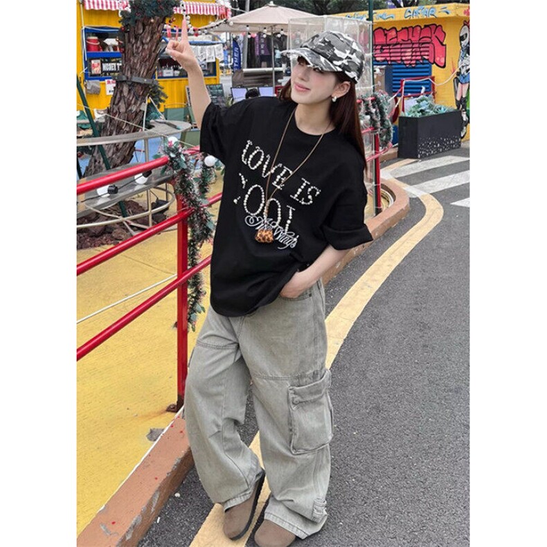 复古立体烫珠短袖T恤男女宽松百搭夏季薄款体恤上衣TDC003,男装T恤,星座1116A（原606A-3）