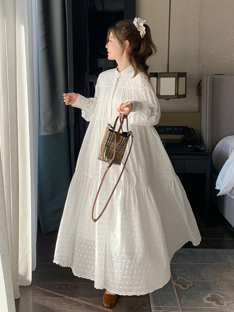 法式茶歇长袖连衣裙女2025春秋季新款温柔风宽松过膝显瘦衬衫裙子,女装连衣裙,C位