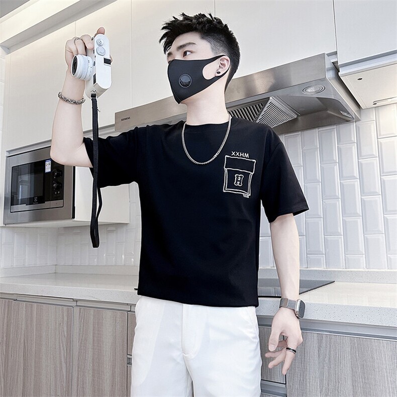 短袖T恤男简约刺绣潮流百搭社会小伙半袖衣服301C-DT89-P48控68,男装T恤,星座301C（原B323）