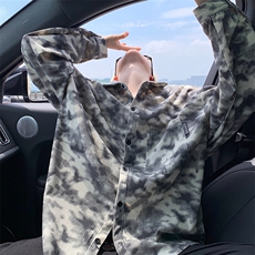 衬衫男春季新款港风宽松大码灯芯绒扎染长袖衬衫CS8108-P42，男装衬衫，星座214-3