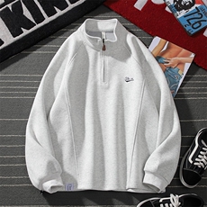 港风秋款男立领卫衣拉链刺绣拼接宽松外套W43P40，女装短外套，星座1013-1