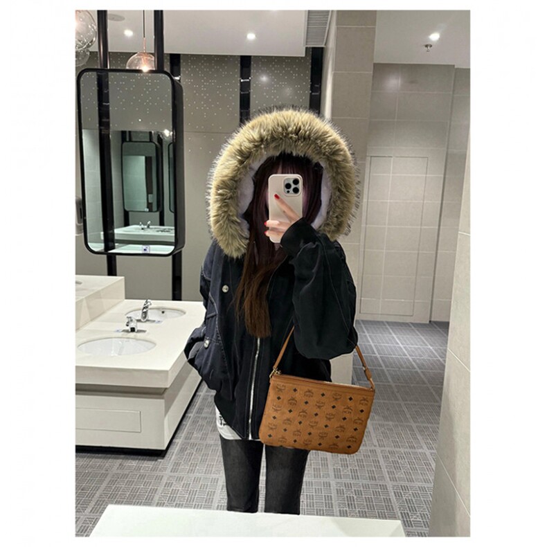 现货重磅boxy短款棉衣座山雕大毛毛领男女棉服水洗工装厚外套,男装棉衣,电商A443