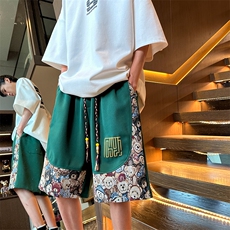 抖音品质夏季新款短裤拼接小熊速干短裤DY65-P35尺码M-3XL，男装休闲裤，星座808A-1