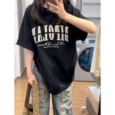 万针全刺绣工艺抖音得物高品质260克重磅纯棉双纱美式高街短袖T恤，男装T恤，电商A486