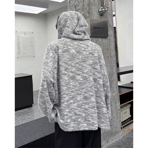 WY10142-特P53 控98秋季设计感小众长帽绳大码男长袖连帽卫衣外套图片