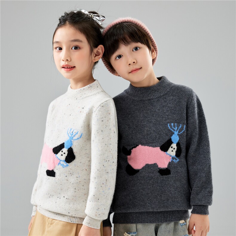 优质女童针织衫秋冬新款小女孩洋气打底男童提花儿童羊毛上衣衣，童装儿童羊毛衫，初丹羊绒童装