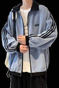 910A-DY23-P85控108秋装条纹小清新夹克女韩版情侣休闲运动外套男图片