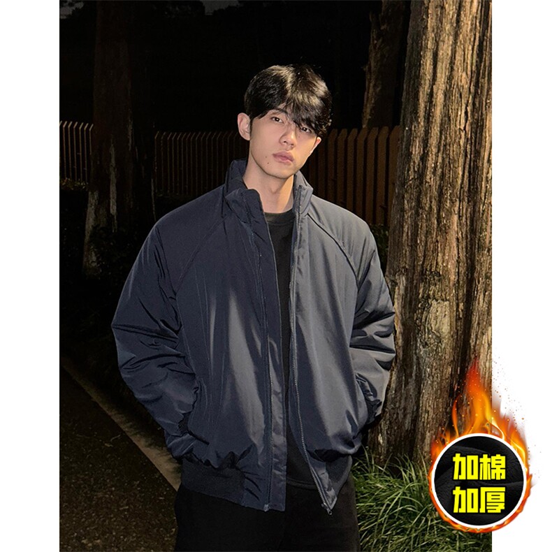 现货美式高街休闲棉衣夹克三防立领纯色户外工装加厚棉服外套,男装夹克,电商A486