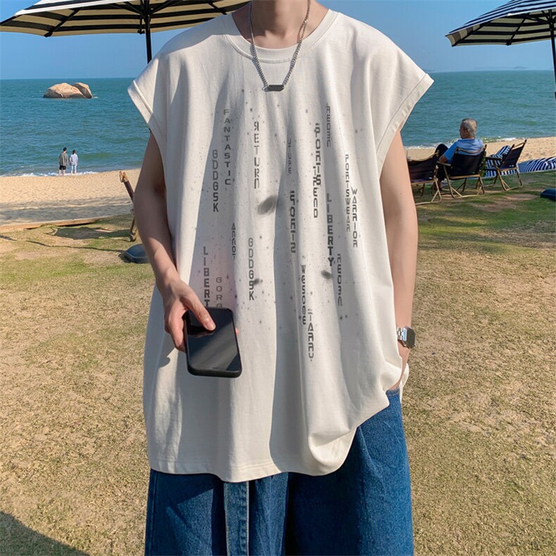 夏季外景ins韩版设计感背心男潮宽松休闲坎肩无袖T恤BX00486/P25,男装背心/马甲,电商B316