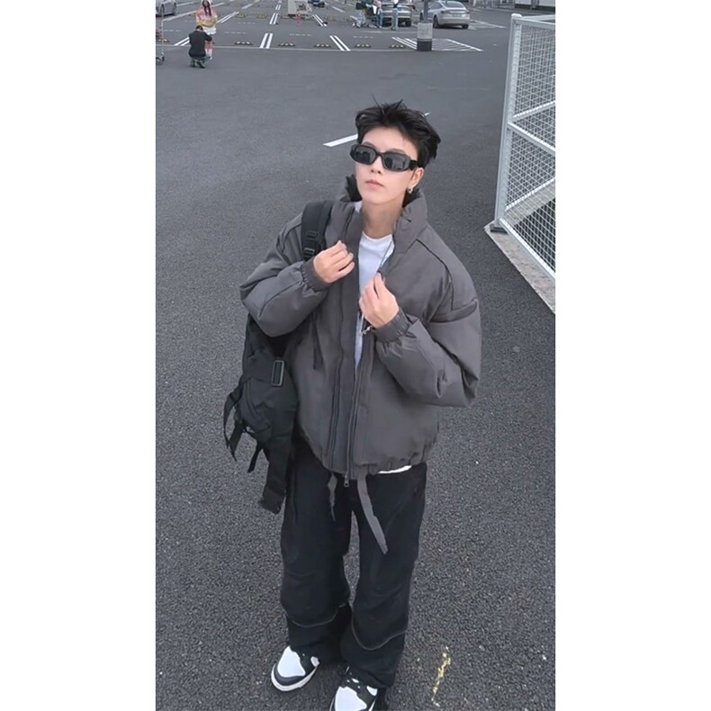 现货冬季美式休闲加厚雪山外套夹克立领纯色三防户外工装棉服,男装夹克,电商A486-1