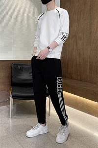 秋冬新款时尚套装运动圆领潮牌弹力卫衣卫裤大码宽松套装外套外贸图片