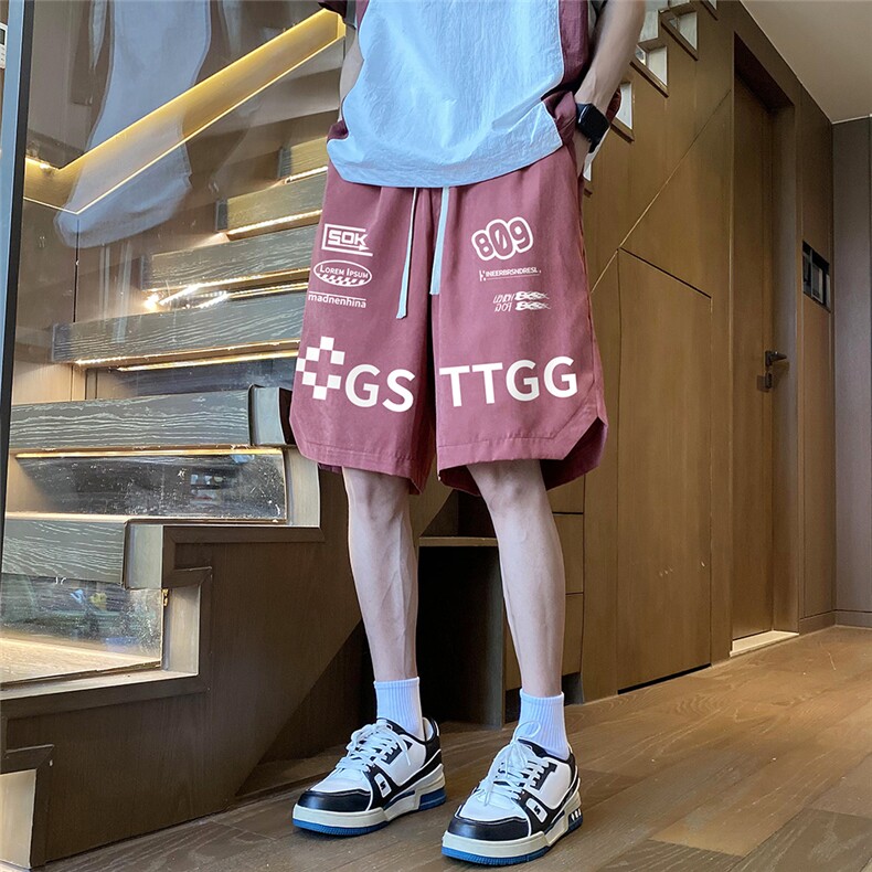 港风24夏款字母印花休闲短裤DK66001P25控38，男装牛仔裤，电商A268A