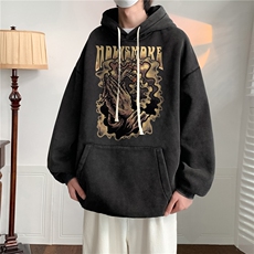 新款秋冬港风宽松连帽套头卫衣X5663-常规P70控88-加绒P80控98，男装卫衣，电商A061-1