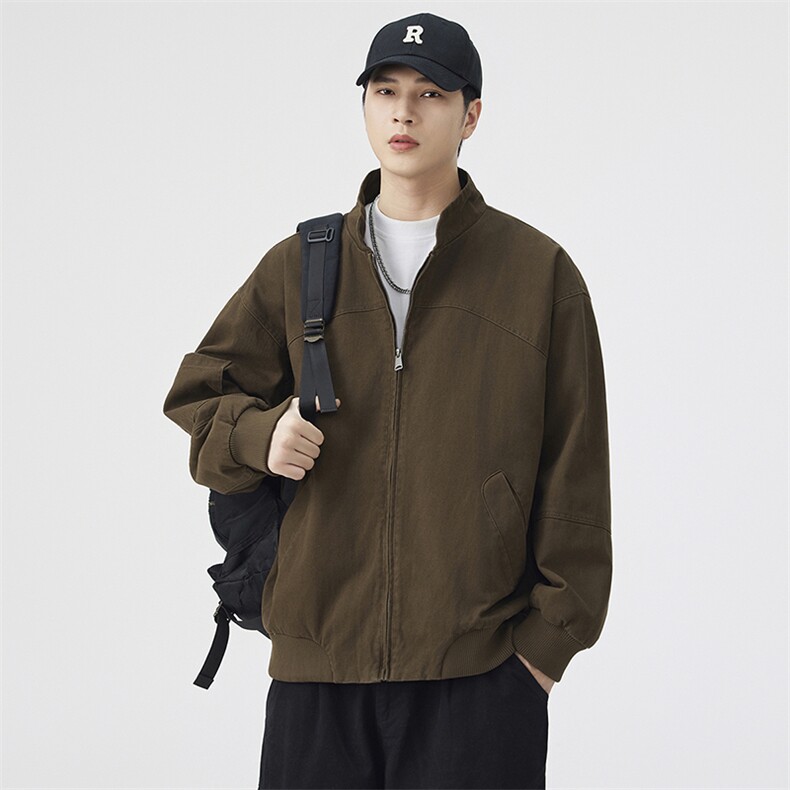 美式cleanfit教练飞行夹克男款秋季高级感廓形短款外套立领棒球服图片