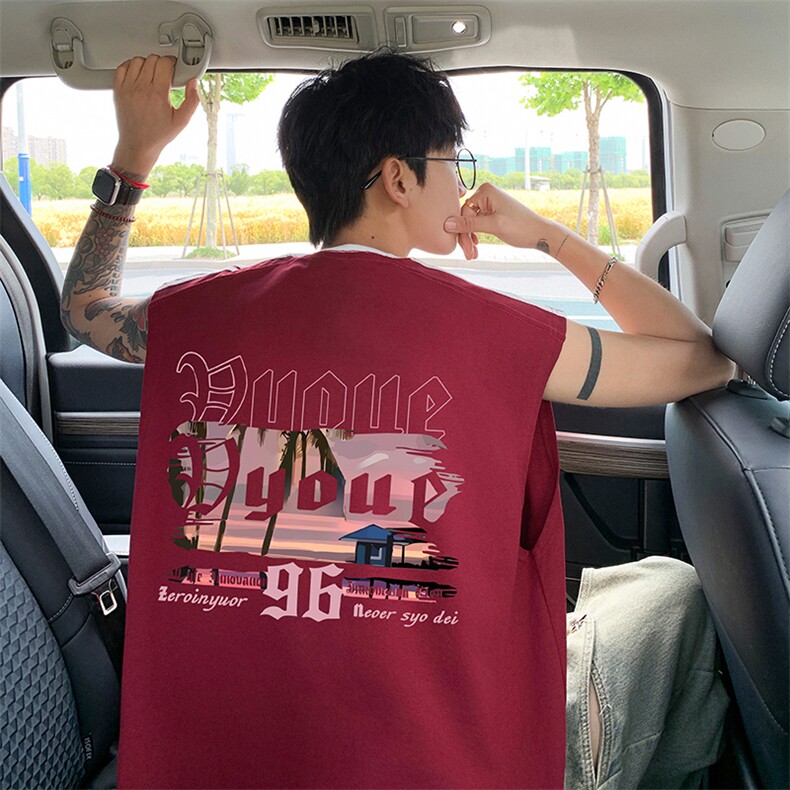 量大优供视频直播高品质重磅260克双纱纯棉印花背心无袖T恤DB51,男装背心/马甲,电商A486