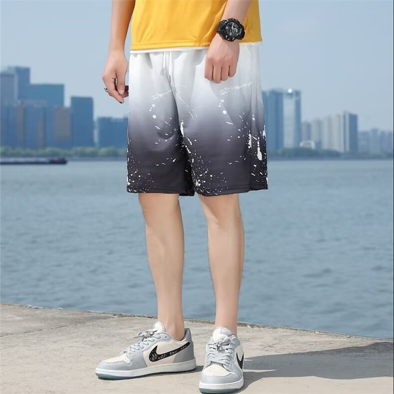 休闲短裤男韩版潮流渐变色印花帅2024夏季新款ins五分裤K3901-P25,男装休闲裤,星座412-3