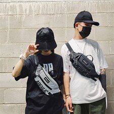 爆大容量单肩包潮酷反光腰包字母手提包男运动休闲斜挎包，鞋类箱包男包，星座510A-2