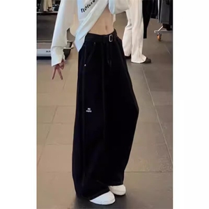 美式复古cleanfit弯刀牛仔裤男女新款宽松高街直筒阔腿镰刀裤子潮图片