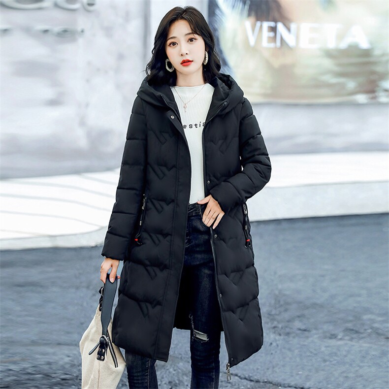2022年冬季中长款棉服外套女立领连帽,女装棉衣/棉服,天丽
