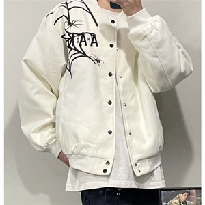 潮牌飞行员夹克宽松阔版春秋贴标刺绣棒球服外套男女情侣高级感图片