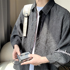 1港风花型衬衫大码M-5XL情侣风七分袖衬衫男QCS7734P45控68，男装衬衫，星座226-2