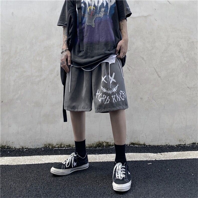 K694-P25现货ins高街休闲字母印花宽松运动男阔腿五分短裤,男装休闲裤,星座512-2
